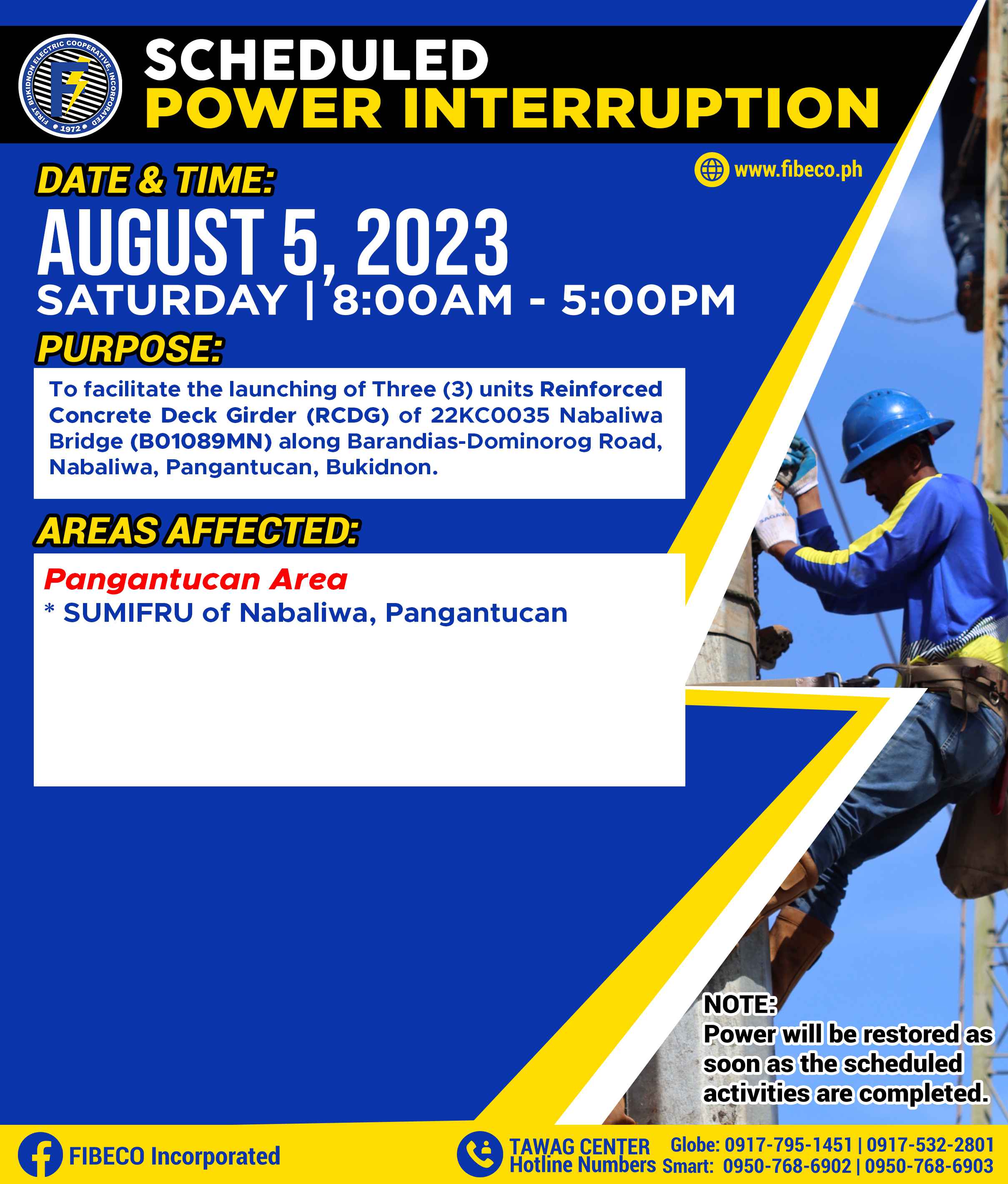 Power interuption AUGUST 5, 2023 | SATURDAY