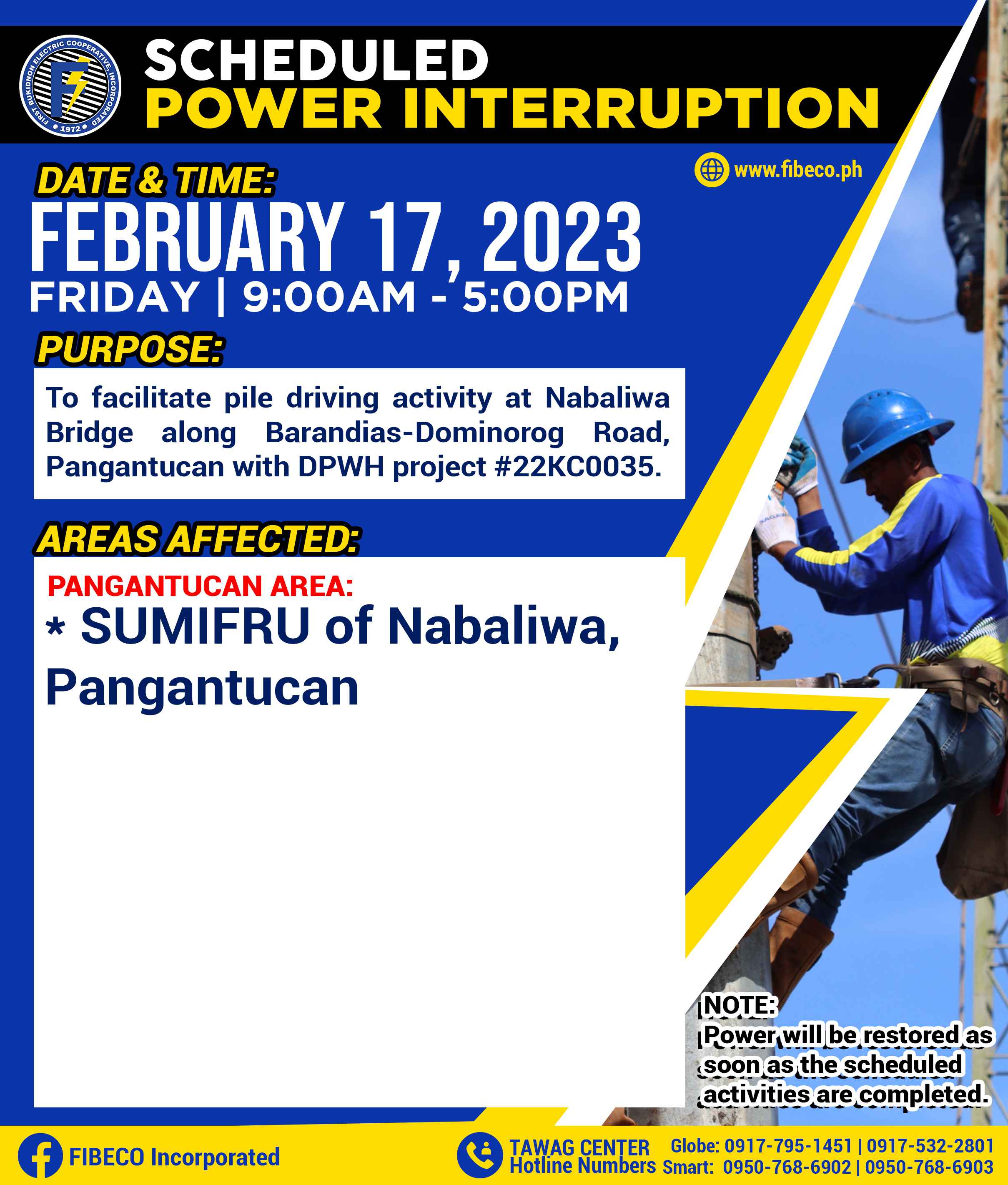 Power interuption FEBRUARY 17, 2023 | THURSDAY